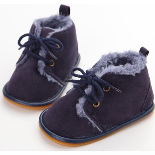 New Suede Solid Casual Lace-up Infant Girl Boy Baby Snow Booties Fur Boots Warm Fashion Style little Kids Strappy Toddler Shoes