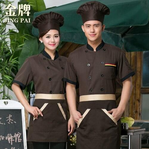 Chef Wear Short Sleeved Adult Summer Kitchen Chef Jacket Hotel Houchu Barbecue Buffet Working Uniforms Men and Women B-6052