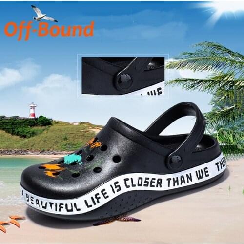 Off-Bound Summer Men Slippers Outdoor Clogs Garden Shoes Beach Sandals Mules Indoor Loafers Casual Massage Home Bathroom Slides