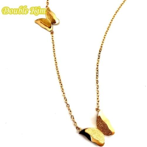Butterfly Pendant Necklace Chain Zircon Titanium Stainless Steel Gold Plated Necklace for Woman Europe Fashion Jewelry Gift