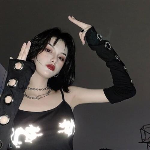 Punk Gothic Gloves Hollow Out Fingerless Arm Sleeves Long Arm Warmer Half Finger Gloves Arm Covers Cosplay Gloves