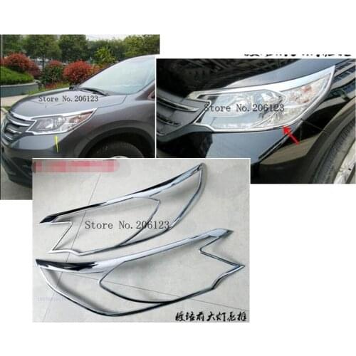 Car front head Light lamp hood Molding frame stick ABS Chrome cover trim 2pcs For Honda CRV CR-V 2012 2013 2014