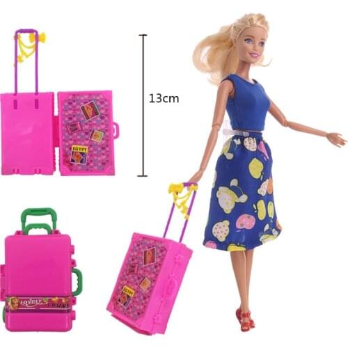 Doll Accessories Plastic Furniture Toys Play House 3D Travel Train Suitcase Luggage For Barbiees Toys For Children Generation