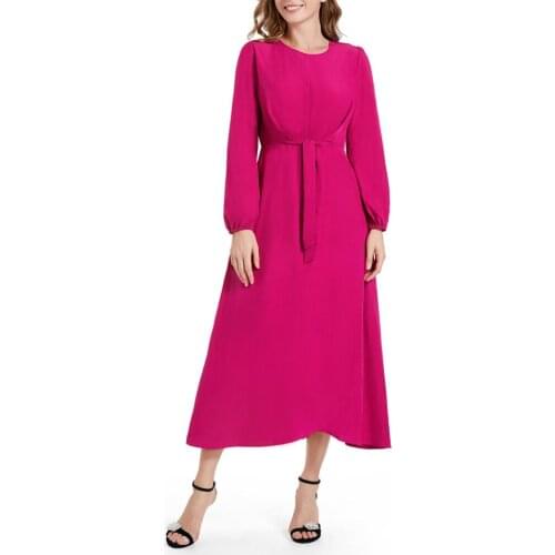 Puff Sleeve Wrap Hem Belted Dress