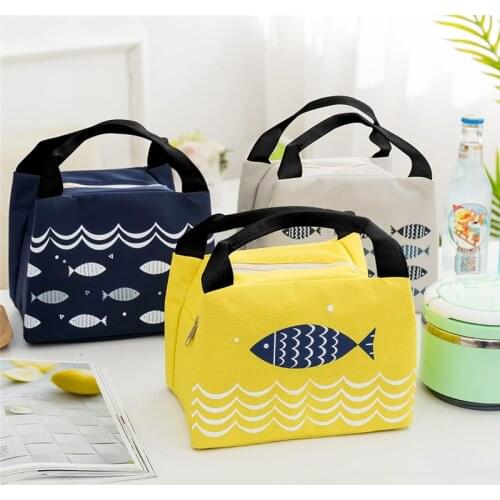 Portable Cartoon Lunch Bag Thermal Insulated Lunch Box Tote Cooler Bag Bento Pouch Lunch Container School Food Storage Bags