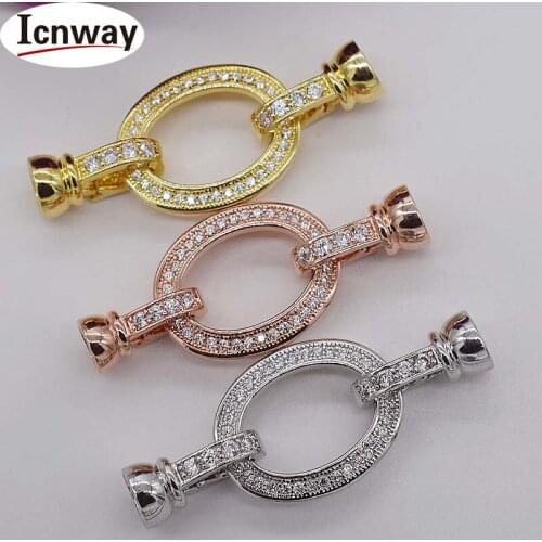 Rhinestone inlay Gold&silver Plated Clasps 1.5*3.5cm For DIY bracelet necklace Free shipping wholesale