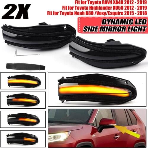 Pair LED Dynamic Side Rearview Mirror Indicator Light Turn Signal Lights For Toyota RAV4 XA40 Highlander XU50 Noah R80 4Runner