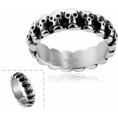 Heavy Metal Fashion Lots Biker Skull Accessories Stainless Steel Exaggerated ring Personality Big Ring Size 7 8 9 GMYR023
