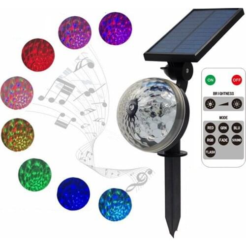 Solar Powered Rotating RGB Crystal Magic Ball Disco Stage light Christmas Party Lamp Outdoor Garden Lawn Laser Projector Lamp