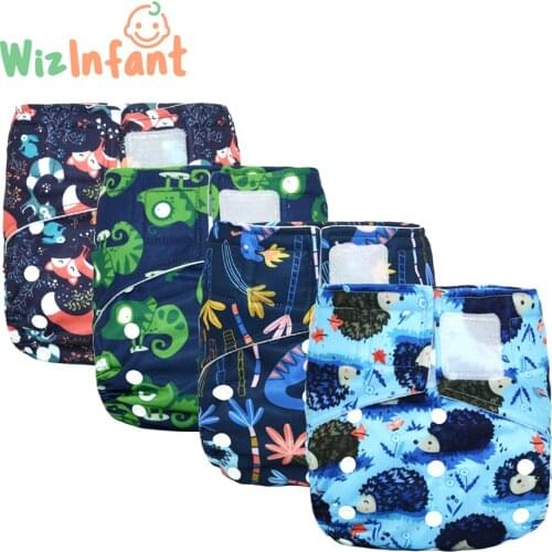 WizInfant 4PCS/Set Eco-Friendly OS Suede Cloth Pocket Diaper Fast Dry Baby Nappy for Girls and Boys Reusable Snap/Hook&Loop