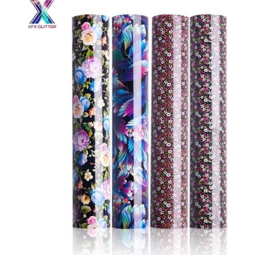 XINFANGXIU Cricut Vinyl 25x100cm Pattern Multicolor Color PU Heat Transfer Vinyl Heat Cricut Press Machine T-shirt Iron on HTV