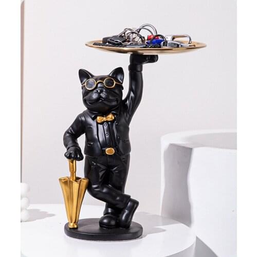 Funny Bulldog Sculpture Family Decoration Can Store Jewelry, Sweets and Snacks Sculpture Living Room Bedroom Decoration