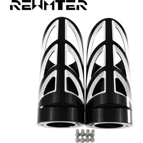 REWMTER Motorcycle Upper Fork Slider Cover Shock Absorbers Fork Slider Cover Black/Chrome For Harley Touring 1997-2017