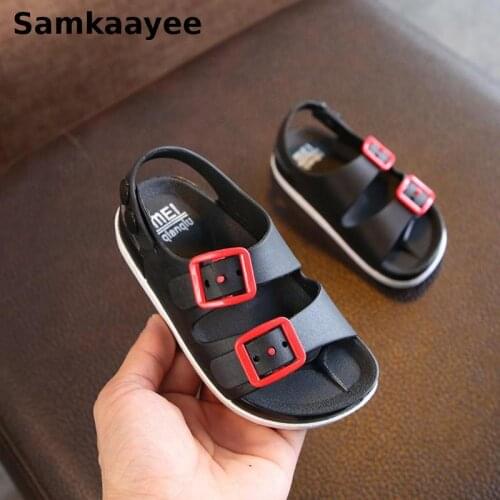 0-8y Children Sandals Kids Shoes Summer Baby Boys Shoes Flats Solid Buckle Strap Open Toe Breathable Anti-Slip Beach Footwear 12