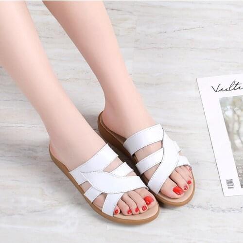 Women sandals Shoes Leather flat Sandals Low Heel Wedges Summer women Open Toe Platform Sandalias ladies gladiator sandals