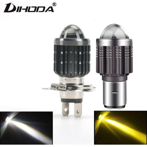 3000LM H4 LED HS1 BA20D LED Dual Color Projector Lens White Yellow H6 Motorcycle Headlight Hi/Lo Bulb Scooter E-Bike Fog Lamp