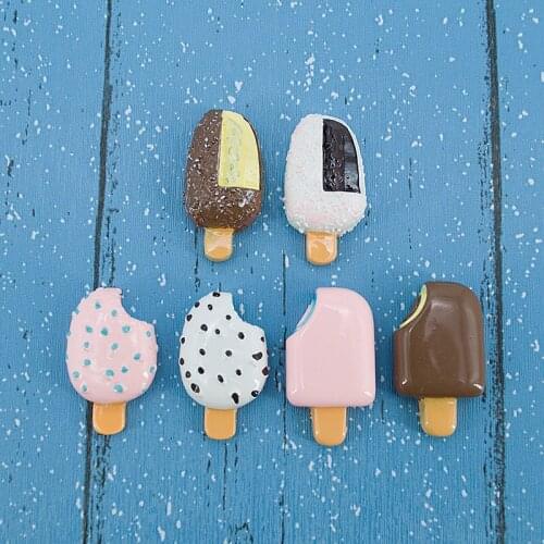 6pcs/lot Icecream DIY Resin Accessories for Jewelry Earring Keychain Necklace Pendant Flatback Fake Food Childrens toys