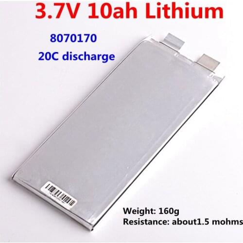 8pcs/lot 3.7v 10000mah 10ah lithium 20C discharge 200A li-ion battery 8070170 for model aircraft electric toys car boat tools