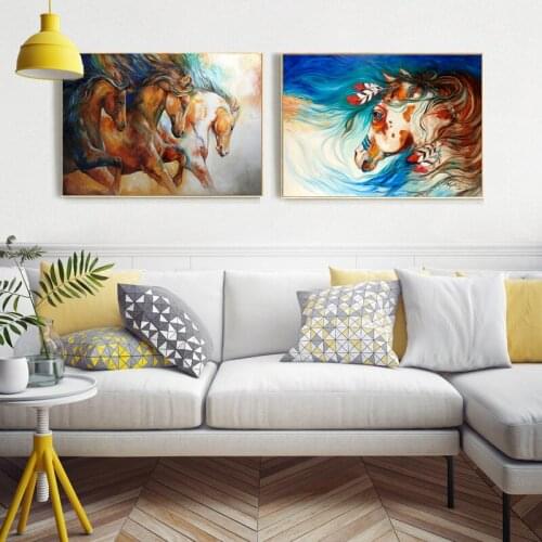 Watercolor Running Steed Horse Art Canvas Print Painting Abstract Animal Wall Picture Living Room Home Decoration Poster
