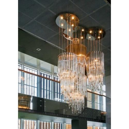 Large custom hotel engineering crystal lamp rectangular villa lobby hall corridor aisle non-standard ceiling lamps