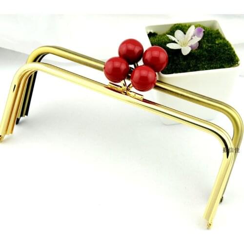 One Piece 22*9cm Square Tube Slot Gold Candy Resin Lock Pearl Golden Bronze Purse Frame Of Handbag Metal Material Accessories