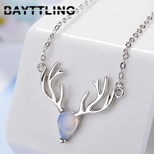 BAYTTLING 925 Sterling Silver Luxury Color Elk Pendant Necklace For Fashion Women Wedding Jewelry Gifts