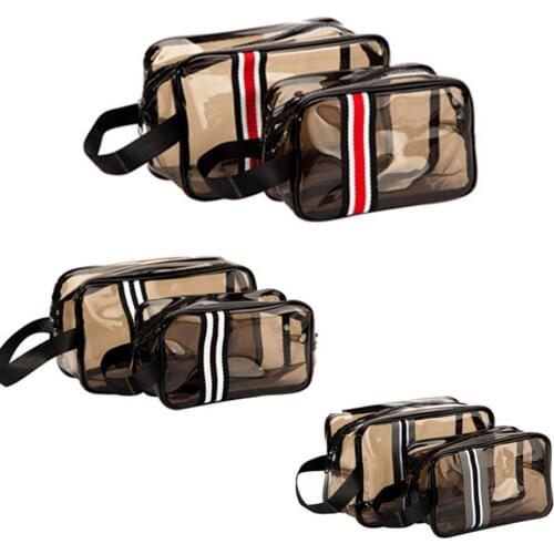 Traveling large-capacity portable plastic waterproof cosmetic bag multifunctional transparent wash bag gray series