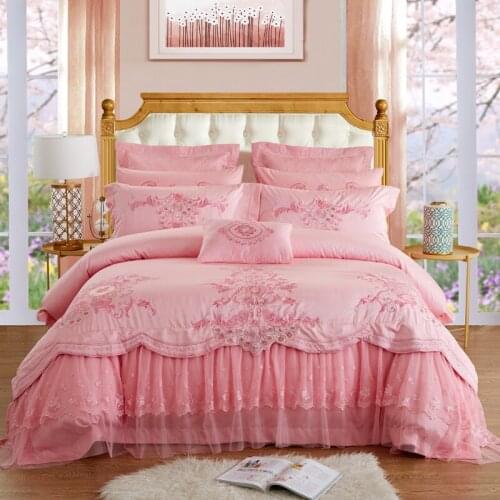 European bedding set Embroidery luxury lace bed set bed cover bedsheet 4/6/9pcs/set Queen king duvet set cover bed bedclothes
