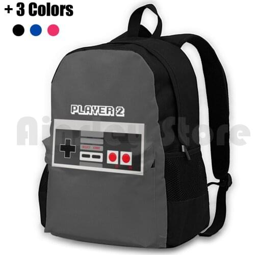 Retro Gamer Design Player 2 Outdoor Hiking Backpack Waterproof Camping Travel Technology Console Computer Keypad Gaming Leisure