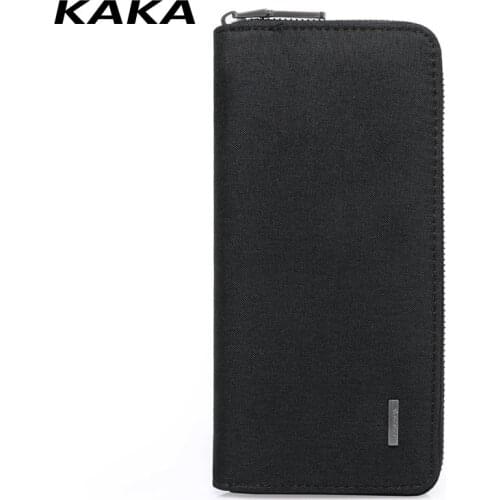 KAKA Fashion Mens Zip Clutch Large Capacity Long Wallet Oxford Purse Credit Card Holder