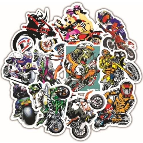 10/30/50 PCS Creative Cartoon Punk Motorcycle Stickers Luggage Trolley Guitar Notebook Decorative Toys Wholesale