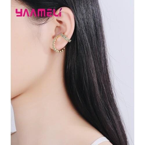 Creative NO Piercing Crystal Rhinestone Ear Cuff Wrap Clip Earrings For Women Girl Trendy Earings 925 Sterling Silver Jewelry