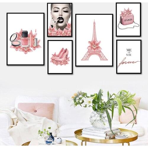 Fashion Bag High heel Lipstick Foundation Wall Art Canvas Painting Nordic Posters And Prints Wall Pictures For Living Room Decor