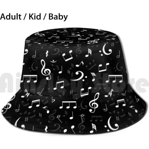 Music Bucket Hat Adult kid baby Beach Sun Hats Music Musical Musical Notes Music Notes Band Choir Glee Glee Dj Disc Jockey