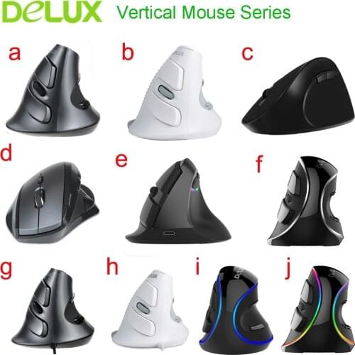 Delux Ergonomic Vertical Mouse Series 2.4Ghz 2400 DPI Adjustable Optical Mause Wrist Rest Healthy Game Mice For PC Laptop Mac