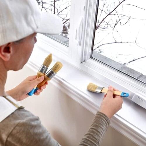 2 Pack Bristles Chalk Wax Flat Brush Set Perfect for Large Detailed Surfaces Painting Waxing Home Decor