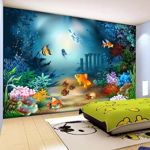 Custom 3D Mural Wallpaper Underwater World Sea Fish Seaweed Photo Background Wallpaper For Kids Room Bedroom Decor Wall Painting