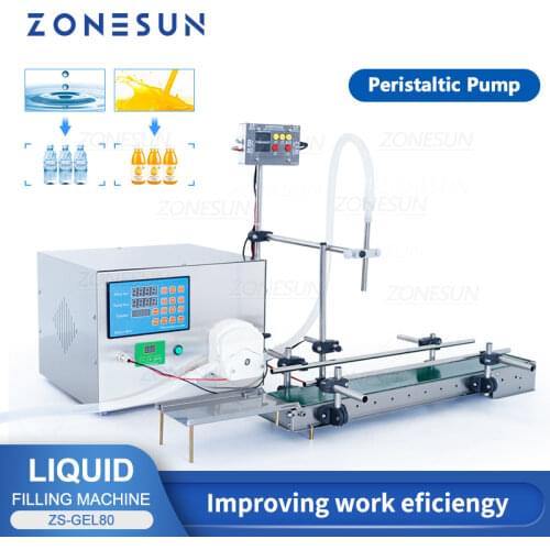 ZONESUN Small Automatic Peristaltic Pump Perfume Liquid Packaging Essential Oil Ink Water Milk Filling Machine Line
