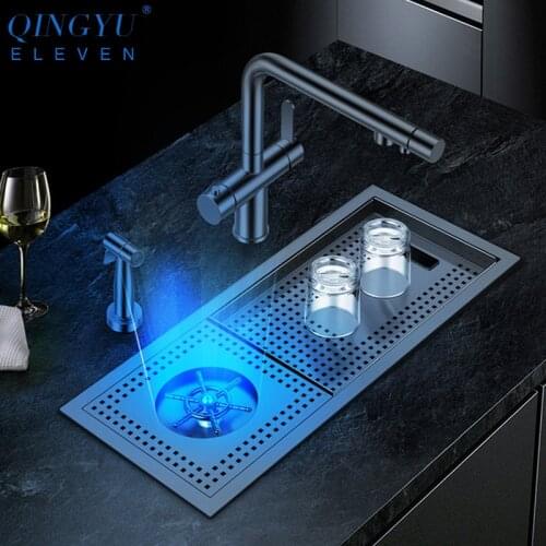 2021 New Nanometer Cup Rinser Sink 304 Stainless Steel 4mm Thickness Handmade Sink For Kitchen Milk Tea Cafe Shop