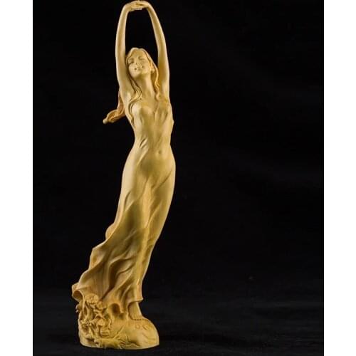 New Boxwood Carving Beauty Decoration Character Statue Artwork Beauty Modern Chinese Home Living Room Decoration Gift