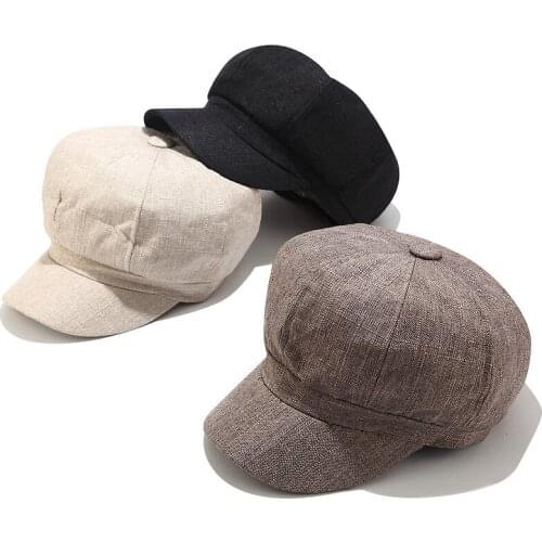 2021 Spring Autumn New Cotton Linen Octagonal Hat MenWomen British Retro Caps Fashion Student Hipster Painter Hat Newsboy Hat