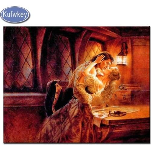 New World Diamond Embroidery "Kiss in the captains cabin" 3d rhinestone Embroidery Diamant painting sale lovers Decoration