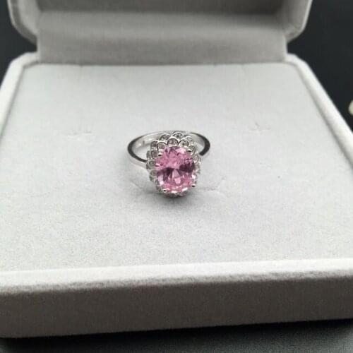 KJJEAXCMY Factory Outlet Wholesale Colorful Jewelry Pink Zircon Ring 925 Silver One Piece