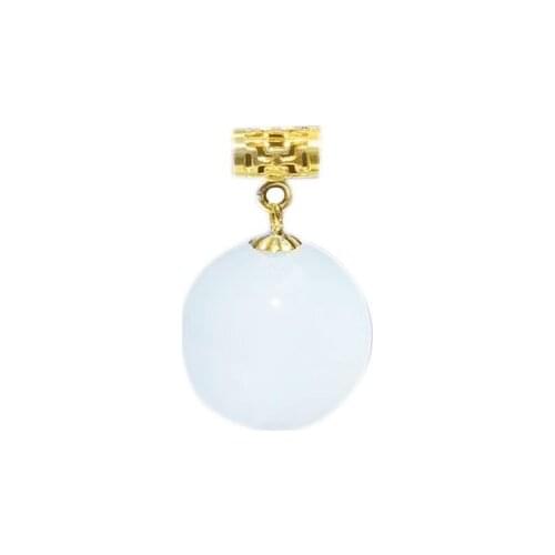 SHILOVEM 18k yellow gold natural white Jasper pendants Christmas Gift fine Jewelry plant wedding no necklace 12mm mymz121211hby