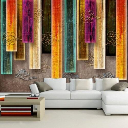 Custom Mural Wallpaper Retro 3D Geometric Auspicious Cloud Wall Painting Living Room Study Background Wall Decor Papel De Parede