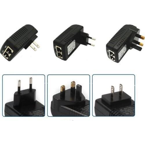 Quevinal DC 48V 0.5A Wall Plug POE Injector Ethernet Adapter IP Phone / Camera Power Supply EU or US plug