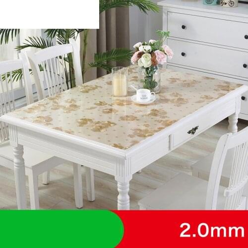 PVC Tablecloth Transparent Table cloth Soft Glass Table Cover Waterproof Kitchen Pattern Oil Tablecloth Anti-iron Cloth Almofada