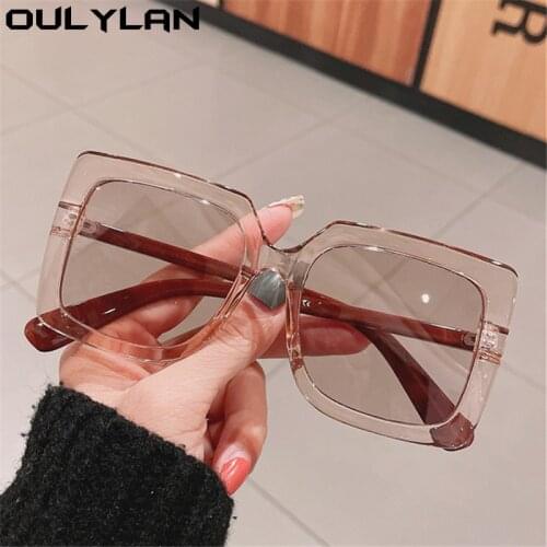 Oulylan Oversized Square Sunglasses Women Men Fashion Big Frame Sunglass Fashionable Transparent Eyeglasses Shades Ladies UV400