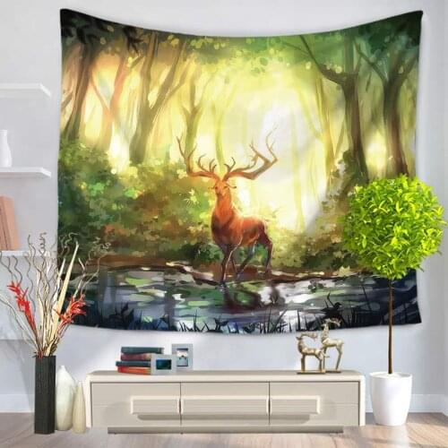 Animal Thin Tapestry Wall Rectangle Elk Tapestry Wall Hanging Beach Towel Sofa Cover Door Curtain Outdoor Camping Mat Moon Mats