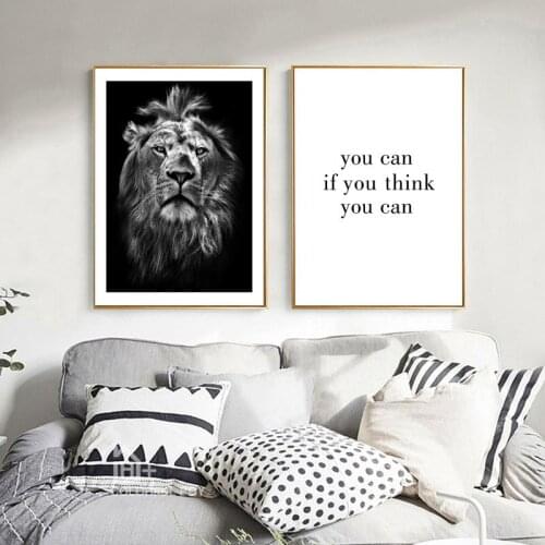 Inspirational Quote Canvas Painting Poster Animal Lion Wall Art Pictures For Bedroom & Office Room Unframed